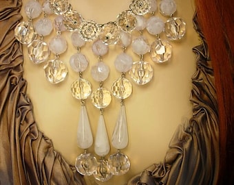 Dramatic Runway Icicle chandelier necklace with HUGE faceted beads