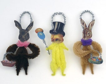 Chenille Easter Decorations - Easter Ornaments - Handmade Spring Ornaments