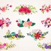 Flat Design Floral Bouquets SVG,PNG,eps/Wedding flowers/spring flowers/Cherry Blossom svg/cut/decal/printable/spring clipart/floral decor