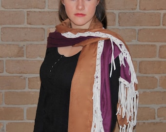 Re Make Popular Demand Silk Cashmere cloak/shawl twin colour with suede tassels
