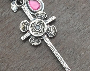 Cross charm necklace - delicate jewelry - Christian jewelry - handmade charm - unique charm - small pendant - garnet necklace