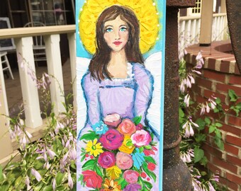 Garden Angel Mixed Media Painting