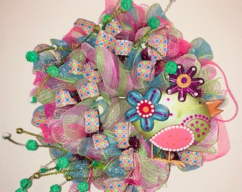 Whimsical, spring wreath