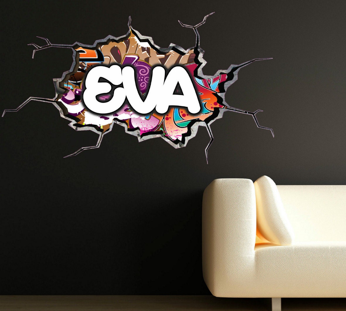 Personnalis Graffiti Pr Nom Sticker Fissur Mur 3d Vinyle Mur Personnalis Graffiti Pr Nom Sticker Fissur Mur 3d Vinyle Mur