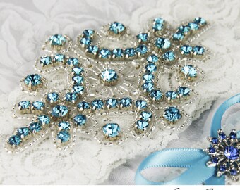 Ivory Lace Garter Set, Rhinestone Garter, Lace Wedding Garter Set, Ivory Bridal Garter Set, Ivory Wedding Garter