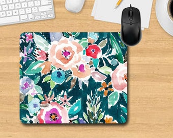 Water Color Mouse Pad. Personalized Mouse Pad. Monogram Mouse Pad. Office Gifts. Teacher Gifts. Promotional Items.Floral Mouse Pad.