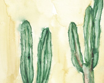 Original 8 x 10 inch watercolor painting of cacti by Meredith O'Neal