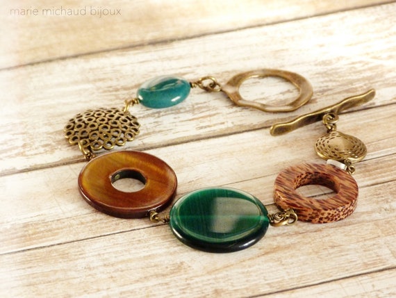 Big boho bracelet,Boho bracelet,Green bracelet,Original bracelet,Boho jewelry,Statement bracelet,Winter bracelet,Green and brown bracelet