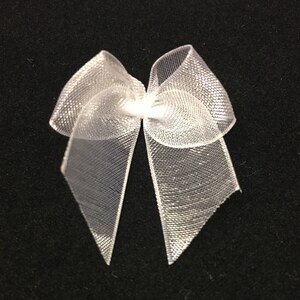 10, white organza bows, white ribbon bows, white bows, wedding supplies, organza ribbon bows, 12mm ribbon bows, cardmaking supplies