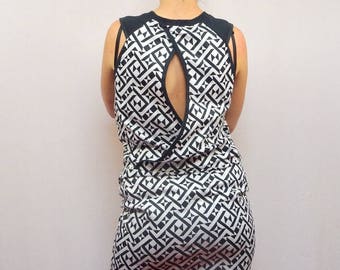 dress original Halter geometric patterned black and white