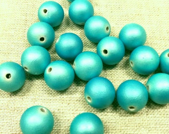Set of 15 turquoise - matte beads - 12 mm T37