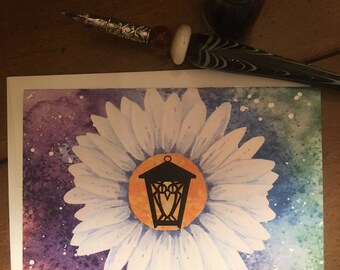 Daisy Lantern Galaxy Notecard