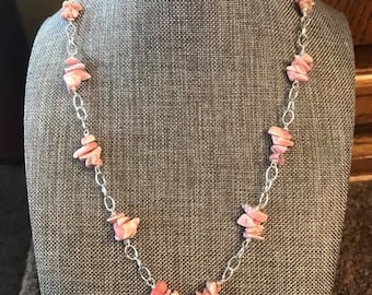 Sterling Silver Rhodochrosite Stone Necklace