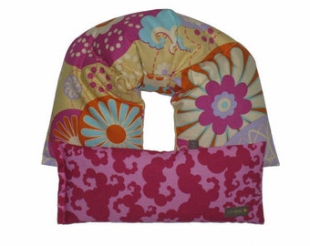 Hot Pink, Yellow, Aqua Your CHOICE of SCENTS Therapeutic Neck & Shoulder Wrap - Eye Pillow Gift Set Hot Cold Therapy Pack Flaxseed (Kimono)