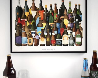 Beer Hoarder Craft Beer Watercolor Poster