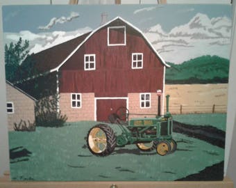 John Deere Tractor and Barn