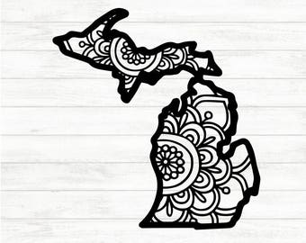 Michigan Decal - Michigan Mandala Decal - Michigan Sticker - Home Decal - Michigan Laptop Sticker - Gift for her - Michigan Gift - Car Decal