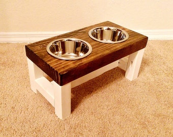 Elevated dog bowl, Small dog feeder, Dog bowl, Dog lover gift, Dog bowls, Dog bowl stand, Pet furniture, Farmhouse decor, Raised dog bowl