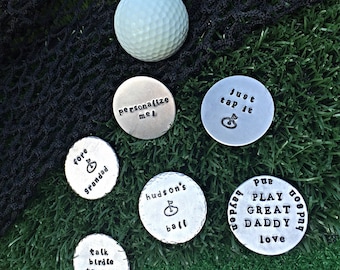 Hand-stamped Golf Ball Markers- Gift for him-Father's Day gift- Groomsmen gift- Personalized Ball marker