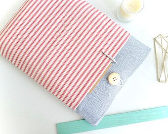 Laptop Sleeve Laptop Case 13 inch 11"-15" Computer Case Laptop Cover MacBook Case, Padded with Gadget Pocket - Red Stripes