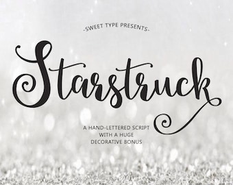 Starstruck Hand-lettered font download - Calligraphy script - commercial or personal