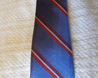 Wembley 50" long, vintage 100 % silk necktie, Blue, red, white stripes, men's accessories, prof. cleaned, pressed,
