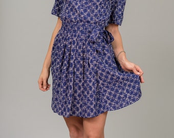 Vintage Cobalt Blue Mini Dress (Size Small/Medium