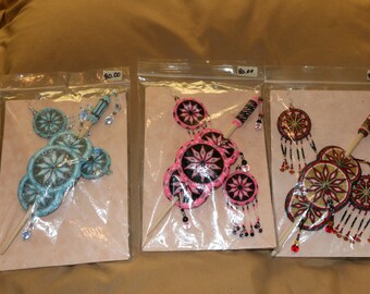 Handmade beaded barrette and earring set