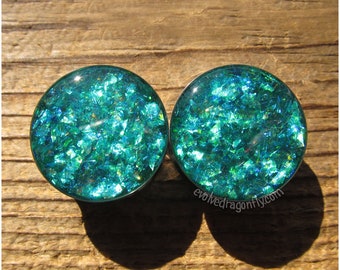 BIG Viridian Green Shard Plugs - 28mm, 32mm, 34mm, 35mm, 36mm, 38mm, 42mm, 45mm, 48mm, 51mm