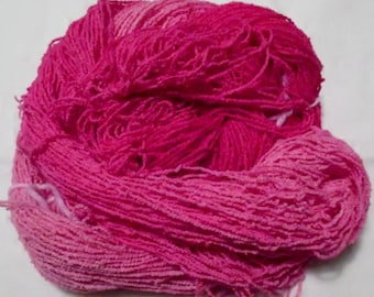 Handpainted Organic Cotton Boucle Yarn - THINK PINK - 260 yds