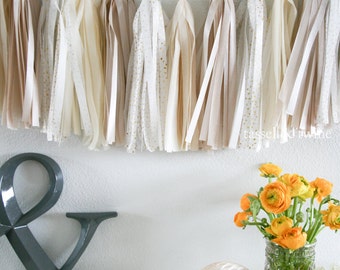 NEUTRAL SPARKLE tassel garland party decoration