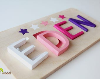 Wooden Name Puzzle - Baby Gifts - Educational Toy - 1st Birthday Gift - Baptism Gift for Girl - Baby Girl Gift Personalized