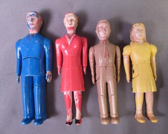 Vintage Renwal Dollhouse Dolls - Family of Four - 1:12 Scale