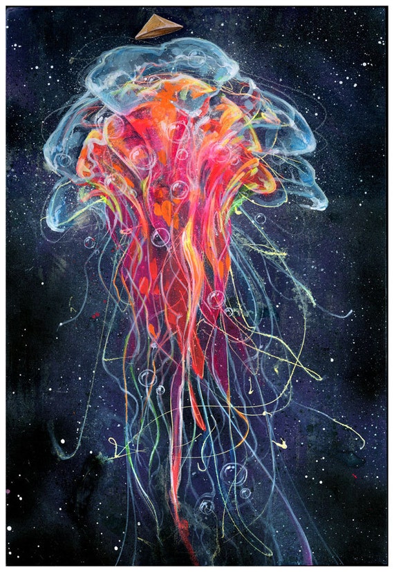 Jelly Fish Art Print Jellyfish Artwork Wall Art