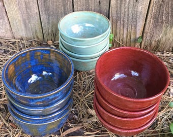 Small Bowls - set of 4 stoneware - color choice - handmade pottery prep bowls, ramekin