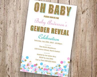team colors football baby gender reveal invitation printable