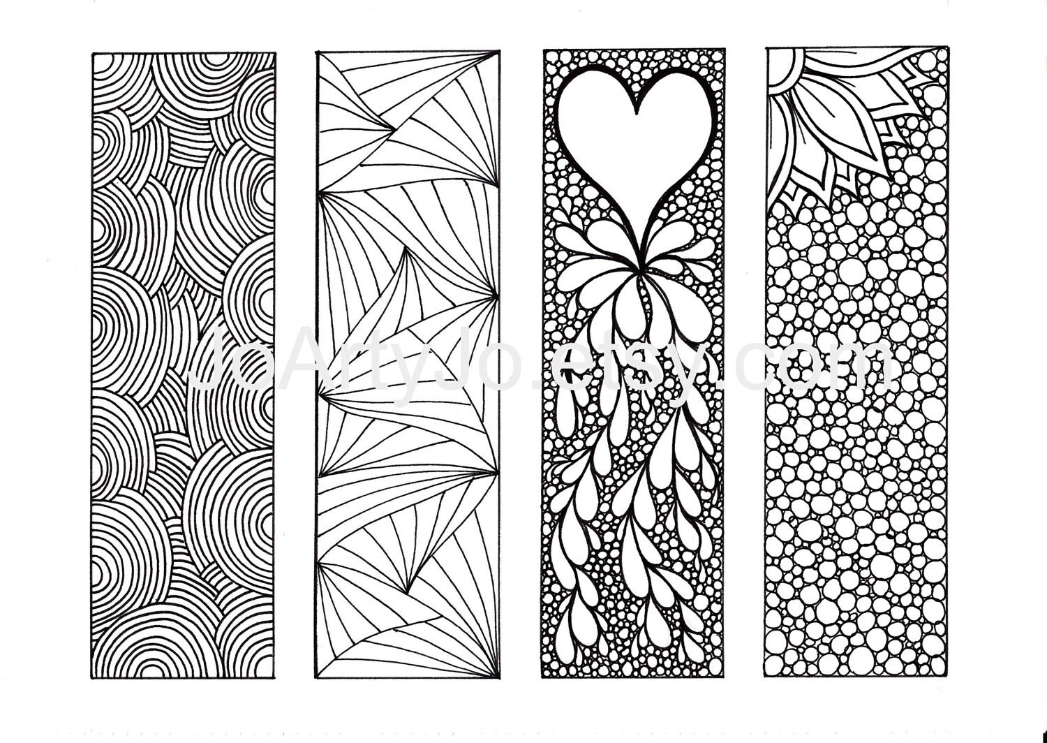 Download Bookmarks to Color DIY Zentangle Inspired Printable Digital