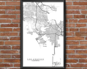 Los Angeles, California Map Art