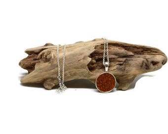 Silver necklace, fish leather, leather rust trout, Nanai collection