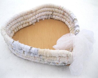 PURITY heart shaped textile art gift BASKET