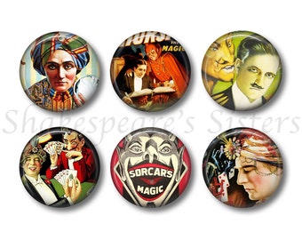 Magician Magnets - Fridge Magnets - Magic Decor - 6 Magnets - 1.5 Inch Magnets - Kitchen Magnets