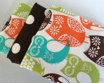 Swedish Owl Baby Burp Cloth Set (3)