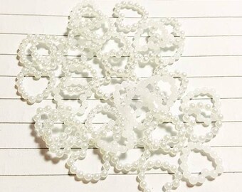 Set of 35 applique heart "ecru" 10 x 10mm