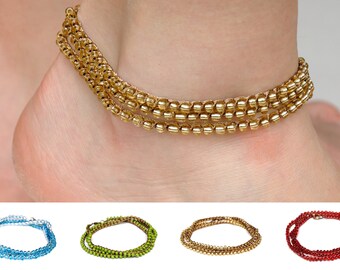 beaded anklet women 3x wrap crochet anklet boho anklet beach anklet women ankle bracelet simple anklet bohemian jewelry boho beach jewelry
