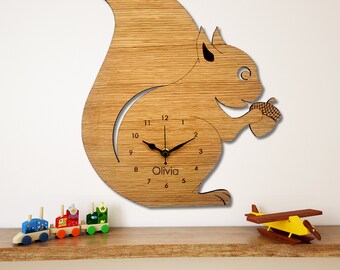Squirrel Wall Clock, Children's Clock,