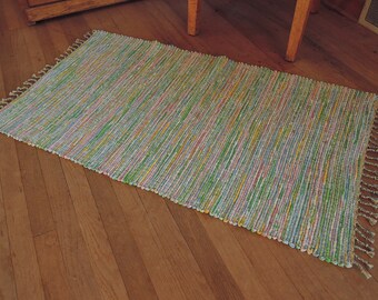 Hand Woven Rag Rug Pastel Cotton 27" x 48"