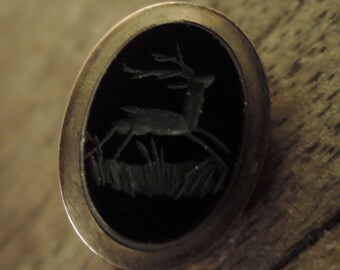 Neat Old Stag Intaglio Stick Pin c1950s