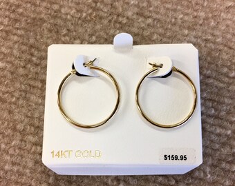 14k yellow gold plain hoop earrings