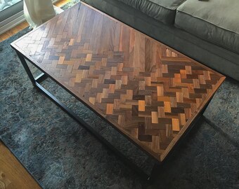 Reclaimed Walnut + Steel Coffee Table