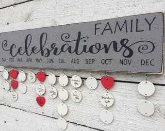 Family birthday board, Mother's Day gift, Family celebrations sign, birthday calendar, wall family calendar, gift for mom, gift for grandma